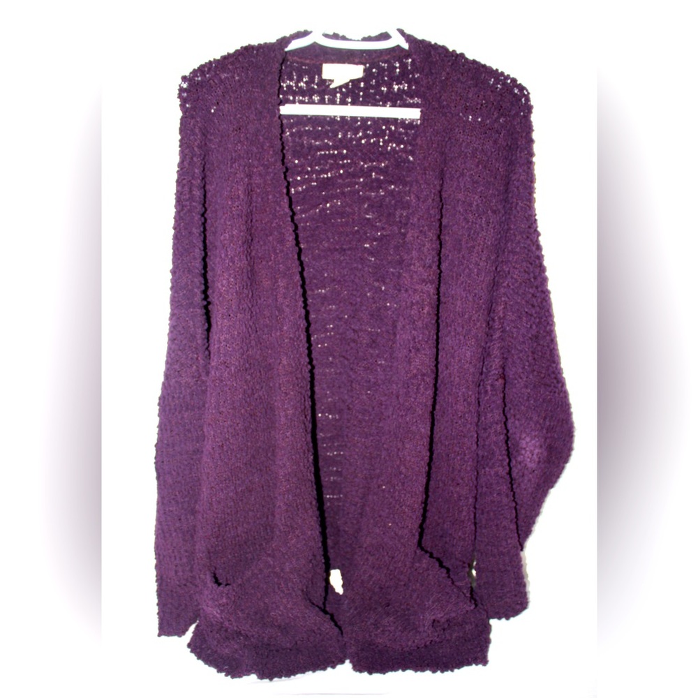 Cupio Women’s Purple Sweater Cardigan Crochet Size 2X
